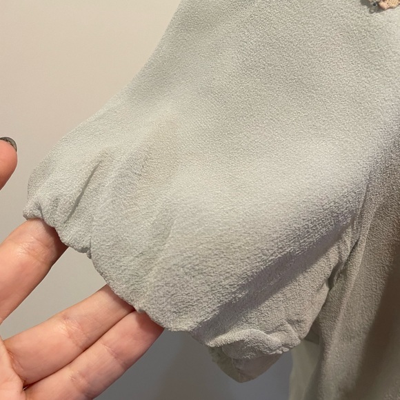 Rebecca Taylor Puff Sleeve Silk Blouse with tie Size 6 - Picture 10 of 16